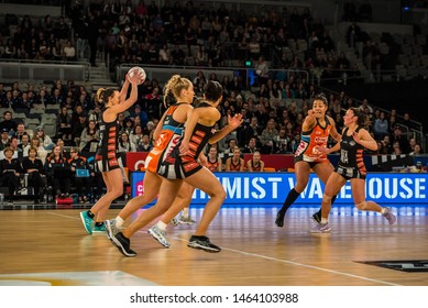 MELBOURNE, AUSTRALIA -28 JULY, 2019: Suncorp Super Netball, Melbourne 2019, Week 10, Collingwood Magpies Netball VS Giants Netball. Action