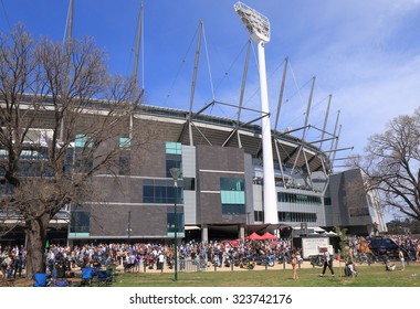 MELBOURNE AUSTRALIA - 3 OCTOBER, 2015. Unidentified People Visit MCG For AFL Ground Final Game. Melbourne Cricket Ground Also Know As MCG Hosts AFL Ground Final Game.
