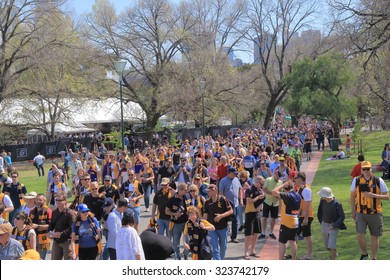 MELBOURNE AUSTRALIA - 3 OCTOBER, 2015. Unidentified People Visit MCG For AFL Ground Final Game. Melbourne Cricket Ground Also Know As MCG Hosts AFL Ground Final Game.
