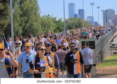 MELBOURNE AUSTRALIA - 3 OCTOBER, 2015. Unidentified People Visit MCG For AFL Ground Final Game. Melbourne Cricket Ground Also Know As MCG Hosts AFL Ground Final Game.
