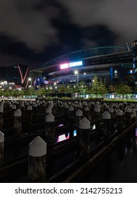 Melbourne, Australia - April 1, 2022: Marvel Stadium View At Night Time.