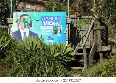 Melbourne, Australia - April 25, 2022:  Liberal Party Federal Election Poster In Ferntree Gully, Victoria, Australia.