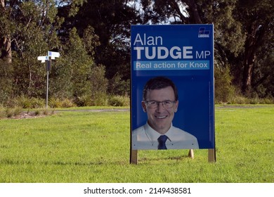 Melbourne, Australia - April 25, 2022: 
  Liberal Party Federal Election poster in Boronia, Victoria, Australia.