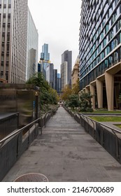 Melbourne, Australia - April 3, 2022: An Alley Way With Southbank Skyline View.