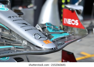 MELBOURNE, AUSTRALIA - APRIL 9: Front Wings At Mercedes F1 Team Garage At The 2022 Australian Formula 1 Grand Prix On 9th April 2022