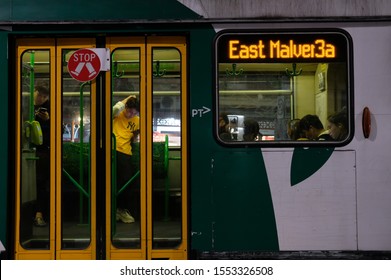 Melbourne, Australia - August 25, 2018: Night Life In Melbourne City.