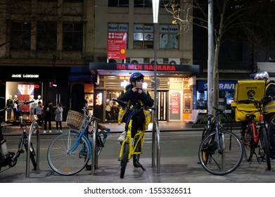 Melbourne, Australia - August 25, 2018: Night Life In Melbourne City.