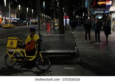 Melbourne, Australia - August 25, 2018: Night Life In Melbourne City.