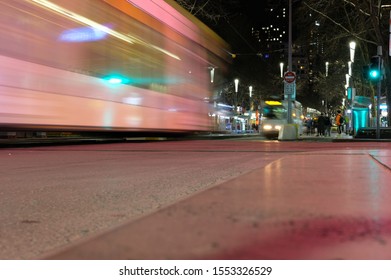 Melbourne, Australia - August 25, 2018: Night Life In Melbourne City.