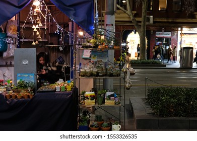 Melbourne, Australia - August 25, 2018: Night Life In Melbourne City.