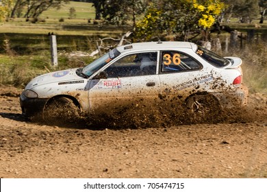 MELBOURNE, AUSTRALIA - AUGUST 27: Matt Raymond And Nick Seymour In A Hyundai Excel During The 2017 Victorian Rally Championship, Round 3 Of The Leechs Mitsubishi Pyrenees Rush.