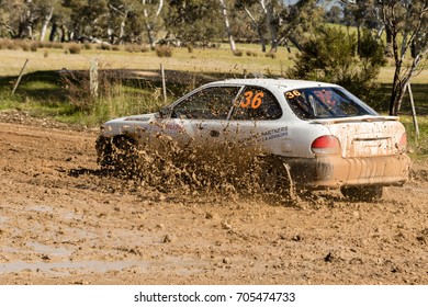 MELBOURNE, AUSTRALIA - AUGUST 27: Matt Raymond And Nick Seymour In A Hyundai Excel During The 2017 Victorian Rally Championship, Round 3 Of The Leechs Mitsubishi Pyrenees Rush.