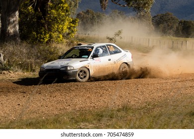 MELBOURNE, AUSTRALIA - AUGUST 27: Matt Raymond And Nick Seymour In A Hyundai Excel During The 2017 Victorian Rally Championship, Round 3 Of The Leechs Mitsubishi Pyrenees Rush.