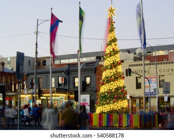 Melbourne, Australia Dec 21, 2016: Christmas Tree At Queen Victoria Market, A New Landmark During Christmas Holiday