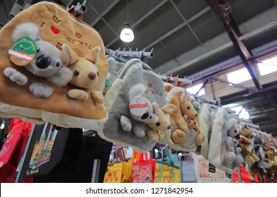 MELBOURNE AUSTRALIA - DECEMBER 1, 2018: Souvenir Shop At Queen Victoria Market In Melbourne Australia