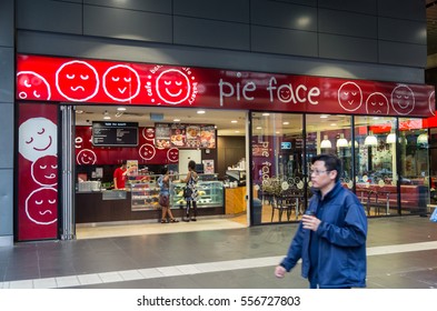 Melbourne, Australia - December 23, 2016: Pie Face Is An Australian Pie And Coffee Chain Founded In 2003. It Went Into Receivership In Late 2016 But Continues To Trade Such As At Southern Cross.