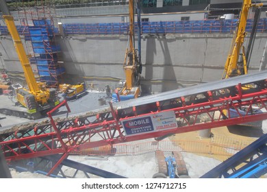 MELBOURNE AUSTRALIA - DECEMBER 4, 2018: New Metro Train Tunnel Construction Site In Melbourne Australia