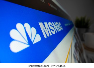 Melbourne, Australia - Feb 17, 2021: Close-up view of MSNBC logo on its website
