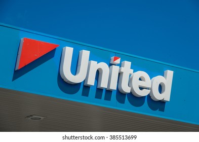 Melbourne, Australia - February 28, 2016: United Petroleum is an Australian independent chain of service stations, including this site in Springvale in suburban Melbourne.