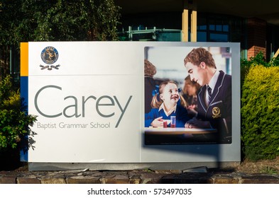 Melbourne, Australia - February 7, 2017: Carey Baptist Grammar School Is A Prestigious Independent Private School On Barkers Road In Kew.