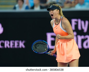 MELBOURNE, AUSTRALIA - JANUARY 18 : Maria Sharapova In Action At The 2016 Australian Open