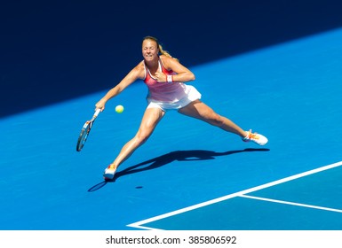 MELBOURNE, AUSTRALIA - JANUARY 19 : Anett Kontaveit In Action At The 2016 Australian Open