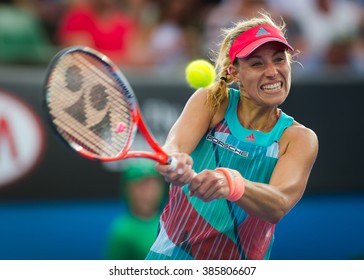 MELBOURNE, AUSTRALIA - JANUARY 19 : Angelique Kerber In Action At The 2016 Australian Open