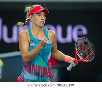 MELBOURNE, AUSTRALIA - JANUARY 21 : Angelique Kerber In Action At The 2016 Australian Open