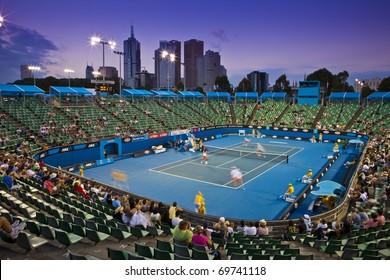 MELBOURNE, AUSTRALIA - JANUARY 22: Late night tennis in the Margaret Court Arena next to Rod Laver Arena which holds the center court at the Australian Open, January 22, 2011 in Melbourne, Australia