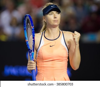 MELBOURNE, AUSTRALIA - JANUARY 22 : Maria Sharapova In Action At The 2016 Australian Open