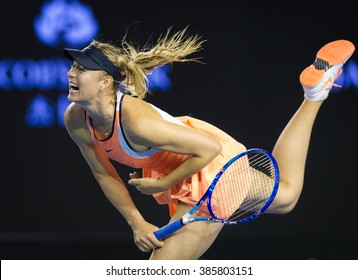 MELBOURNE, AUSTRALIA - JANUARY 22 : Maria Sharapova in action at the 2016 Australian Open