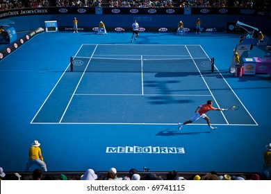 MELBOURNE, AUSTRALIA - JANUARY 22: Singles tennis in the Margaret Court Arena next to the Rod Laver Arena which holds the center court at the Australian Open, January 22, 2011 in Melbourne, Australia