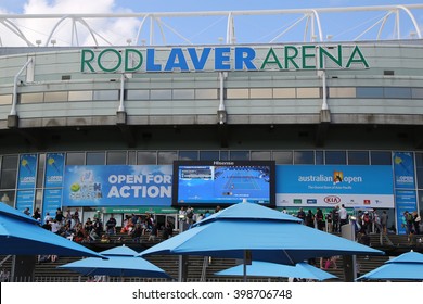 MELBOURNE, AUSTRALIA - JANUARY 23, 2016: Rod Laver Arena at Australian tennis center in Melbourne Park. It is the main venue for the Australian Open tennis championship since 1988 