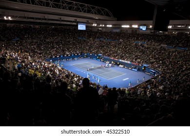 MELBOURNE, AUSTRALIA - JANUARY 23: Wide angle view of Rod Laver Arena during the 2010 Australian Open on January 23, 2010 in Melbourne, Australia