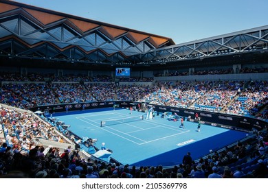 MELBOURNE, AUSTRALIA - JANUARY 24, 2016: Margaret Court Arena during 2016 Australian Open match at Australian tennis center in Melbourne Park