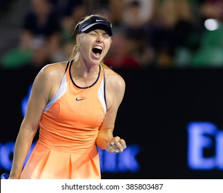 MELBOURNE, AUSTRALIA - JANUARY 24 : Maria Sharapova in action at the 2016 Australian Open