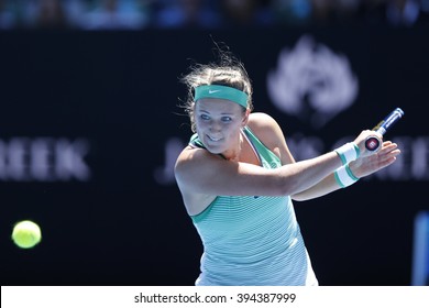 MELBOURNE, AUSTRALIA - JANUARY 25, 2016: Grand Slam Champion Victoria Azarenka of Belarus in action during her round 4 match at Australian Open 2016 at Rod Laver Arena in Melbourne Park