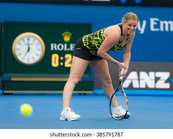 MELBOURNE, AUSTRALIA - JANUARY 25 : Tennis Legend Kim Clijsters In Action At The 2016 Australian Open