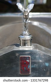 MELBOURNE, AUSTRALIA - JANUARY 26, 2019: Rolls Royce Hood Ornament And Emblem On Display At 2019 Royal Automobile Club Of Victoria Australia Day Heritage Vehicle Showcase In Melbourne