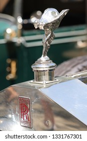 MELBOURNE, AUSTRALIA - JANUARY 26, 2019: Rolls Royce Hood Ornament And Emblem On Display At 2019 Royal Automobile Club Of Victoria Australia Day Heritage Vehicle Showcase In Melbourne