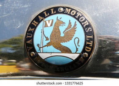 MELBOURNE, AUSTRALIA - JANUARY 26, 2019: Vauxhall Emblem On Display At 2019 Royal Automobile Club Of Victoria Australia Day Heritage Vehicle Showcase In Melbourne