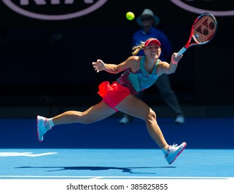 MELBOURNE, AUSTRALIA - JANUARY 27 : Angelique Kerber In Action At The 2016 Australian Open