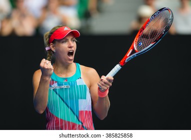 MELBOURNE, AUSTRALIA - JANUARY 27 : Angelique Kerber In Action At The 2016 Australian Open