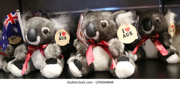 MELBOURNE, AUSTRALIA - JANUARY 28, 2019: Australian Souvenirs On Display At Melbourne International Airport