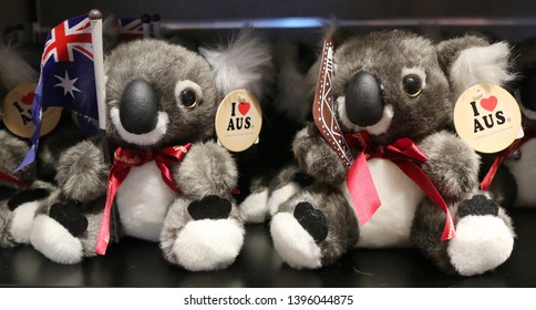 MELBOURNE, AUSTRALIA - JANUARY 28, 2019: Australian Souvenirs On Display At Melbourne International Airport