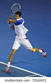 MELBOURNE, AUSTRALIA - JANUARY 30: Australian Open Men's Final, Novak Djokovic(SRB)[3] who defeated Andy Murray(GBR)[5]on January 30, 2011 in Melbourne, Australia
