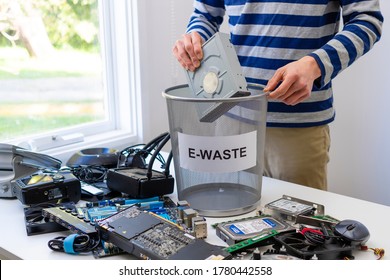 Melbourne, Australia - Jul 13, 2020: Collecting electronic waste for recycling