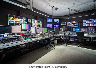 Melbourne, Australia - Jul 27, 2019: The ABC Studios news collaboration room