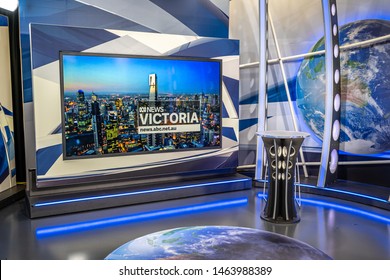 Melbourne, Australia - Jul 27, 2019: The ABC Studios News Set