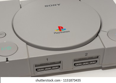 Melbourne, Australia - July 23rd 2018: Front And Top Of Sony's Original Playstation Console